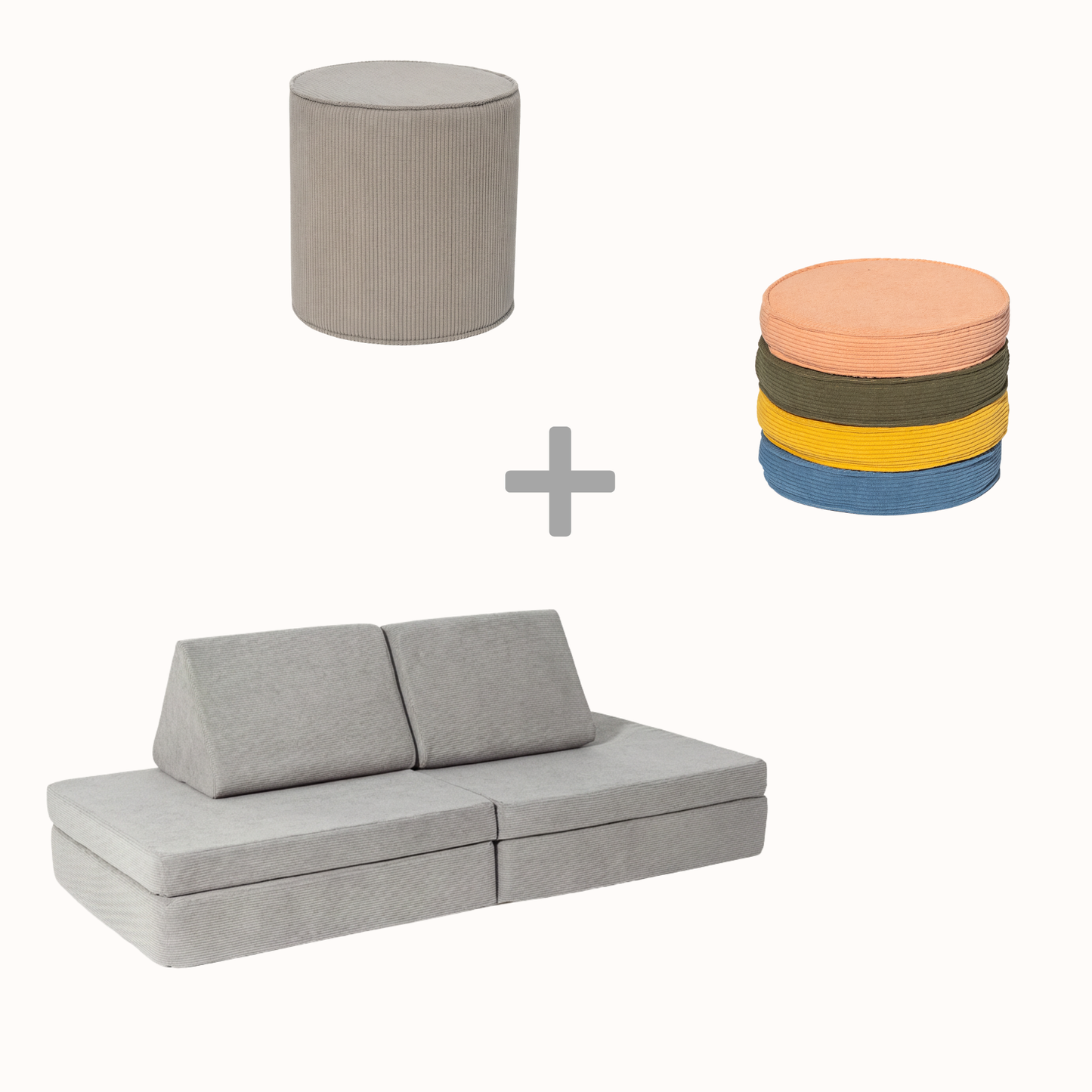 Spielsofa Bundle M: Spielsofa x 4 Loopis x Pouf