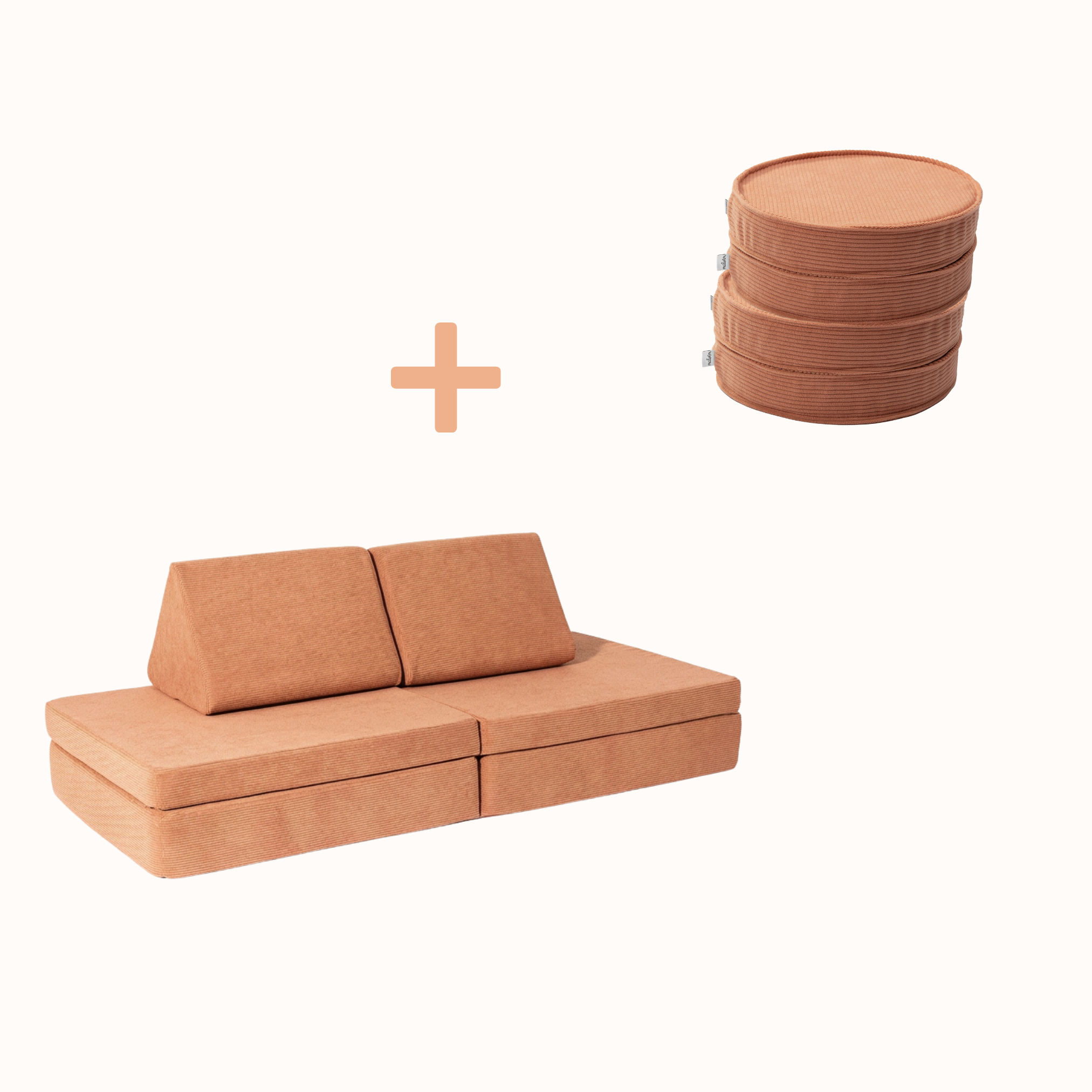 Spielsofa Bundle S (Spielsofa + 4 Loopis) aus korallem Cord für Kinder – handgefertigt und OEKO-TEX zertifiziert – malwim
